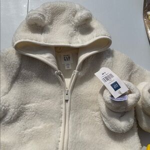 GAP Soft Cream Fleece bear onesie & matching paw booties